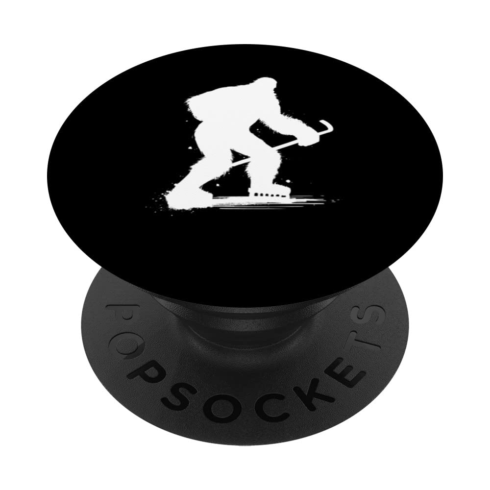 Sasquatch on Ice Bigfoot Sasquatch playing hockey PopSockets Swappable PopGrip