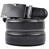 Belts Mens Leather Ratchet Comfort Cilp Adjustable Automatic Sliding Buckle Fashion Dress Belt 1.38 inches Width Black