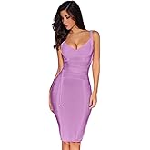 meilun Womens Rayon Belt Detail Bandage Bodycon Party Dress