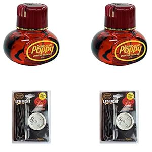 2 Cherry Gracemate Poppy Air Freshener and 2 Gracemate Red Led Light Bases with USB Fitting