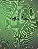 2019 Monthly Planner: Schedule Organizer Beautiful Green modern Wave Pattern minimal Background Cove by Victoria Mann