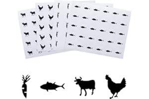 OLYCRAFT 2400pcs 4 Styles Black Meal Stickers 0.4 inch Food Choice Sticker Place Card Stickers Carrot/Chicken/Cow/Fish Wedding Indicator Sticker Meal Sticker Decals for Place Cards Party Supplies