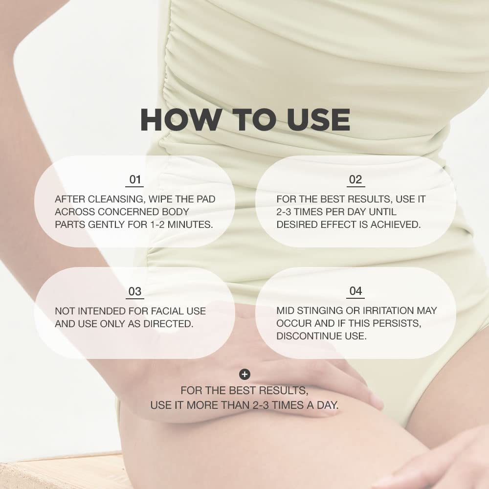 Ingrown Hair Pads | Ingrown Hair Pads with Body Exfoliating Serum for Ingrown Hairs, Strawberry Legs, Butt Acne and Razor Bumps | Ingrown Hair Pads with BHA Exfoliant | Glycolic Acid Pads | 60 Pads