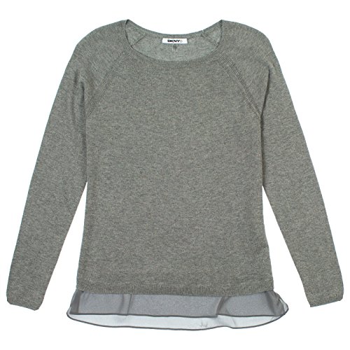 DKNY Jeans Womens Layered Look Long Sleeve Sweater XL Heather Gray