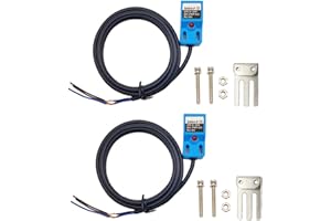 Haldzemo SN04-P PNP NO Inductive Proximity Sensor Normally Open Detection Approach Switch with SN Bracket (Blue, 2 Pack)