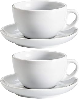 Viva-Haushaltswaren 2 dickwandige große Cappuccinotassen aus weißem Porzellan 0,28l in 2. Wahl