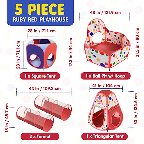 Playz 5-Piece Kids Play Tents Crawl Tunnels and Ball Pit Popup