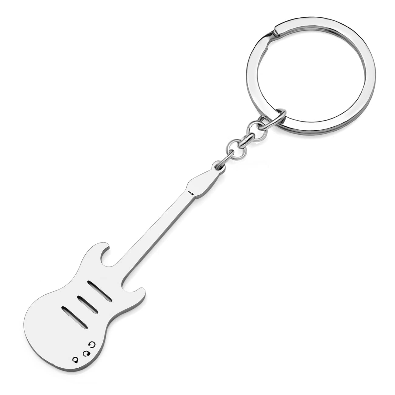 YAYAKO Bass Guitar Keychain Stainless Steel Piano Keyring Musical Instrument Guitar Gifts for Women Girls Car Key Charms (Plated Silver Guitar Keychain)