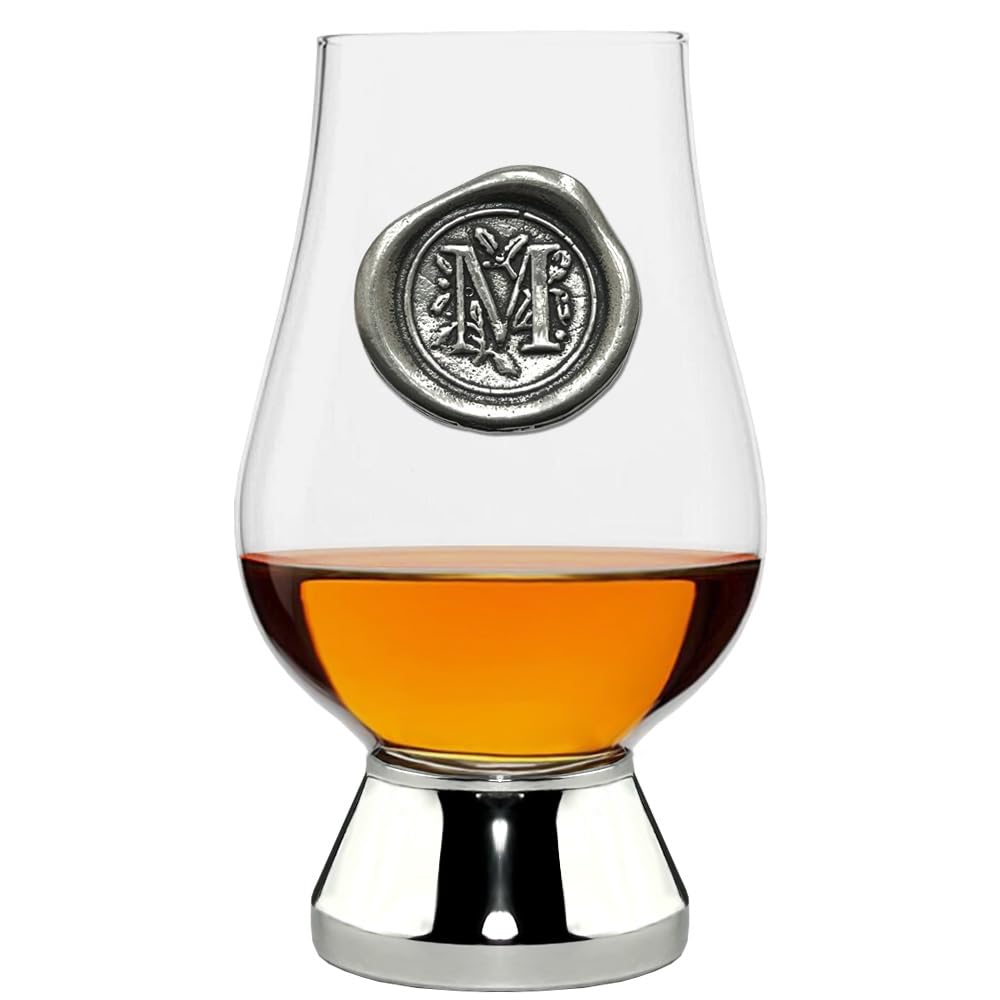 English Pewter Company Glencairn Personalised Whisky Glass with Monogram Initial - Unique Gifts for Men - with Your Choice of Initial 200ml [WGP213] (M)