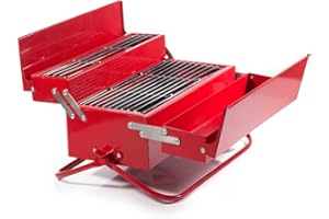 Suck UK BBQ Grill Tool Box Portable BBQ For Camping Stainless Steel Charcoal Retro Set In Toolbox Gifts For Men & Outdoor Dad Gifts Folding Accessories Travel