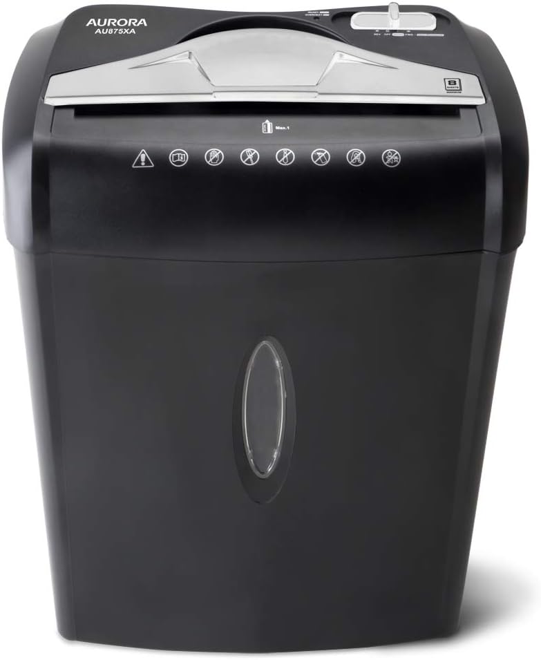 Aurora AU875XA Paper and Credit Card Shredder with 3.7-Gallon Wastebasket, 8-Sheet Cross-Cut with Basket: Electronics