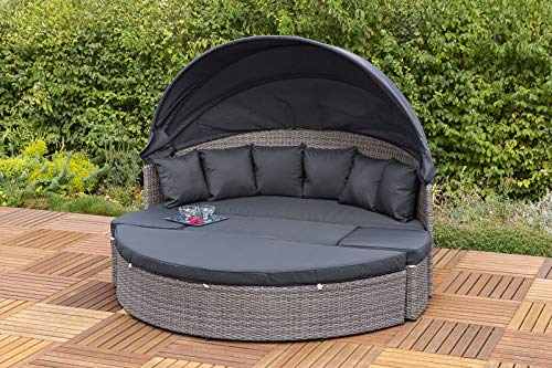 GXK Gartenliege Gartenmöbel Liegeinsel Liegemuschel Liege Alu Rattan dunkelgrau – Bild 4