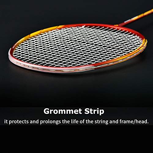 WHIZZ 2 PCS 100% Graphite Badminton Racket Set, Frame/String Protection Design, Large Badminton Bag / 2 Grip Tapes Included (Black/Red)