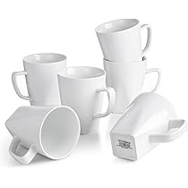 WishDeco Coffee Mugs Set of 6, White Mugs with Handle, 14oz/400ml ...