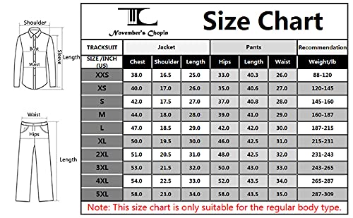 November's Chopin Men's Big & Tall Athletic Sports Tracksuits Causal Full Zip Loose Fit Sweatsuit (Black Grey, Small)