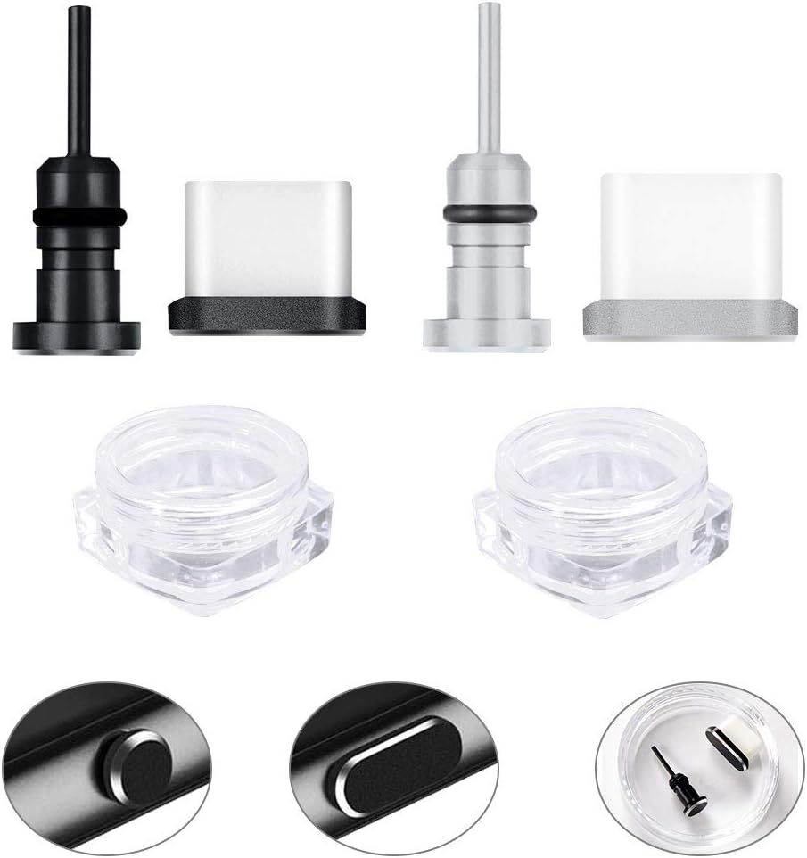 Zilong Anti-Dust Plugs USB Port Cover Protector with Headphone Jack Cover 2 Pairs USB-C Cover Anti-Dust Caps Pluggy for Smartphone Tablet with USB Type C Devices