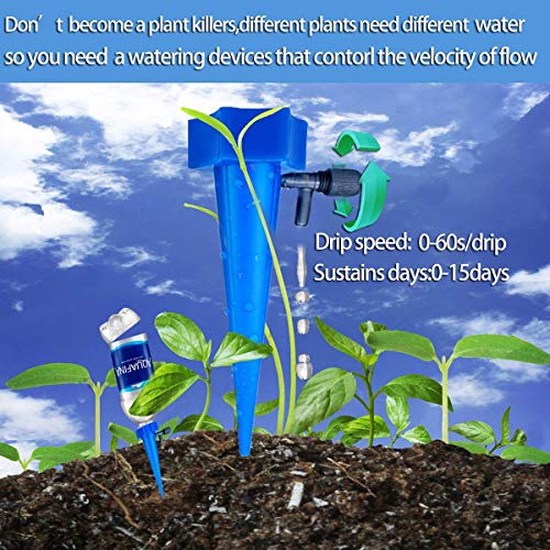 Aisheny 12Pcs Upgraded Self Watering Spikes System, Automatic Vacation Drip Irrigation Watering Devices, Plant Waterer with Holder Anti-Fall, Slow Release Control Switch for Outdoor Indoor Plants Tree