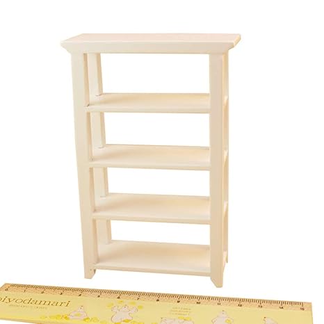 FidgetGear 1:12 Mini Modern White Wooden Display Shelf Furniture Modeling for Doll House