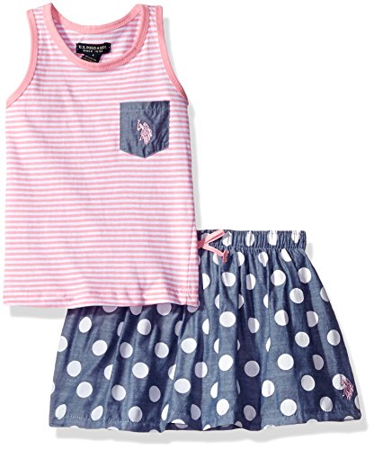 U.S. Polo Assn. Toddler Girls' Tank Top and Printed Chambray Skort