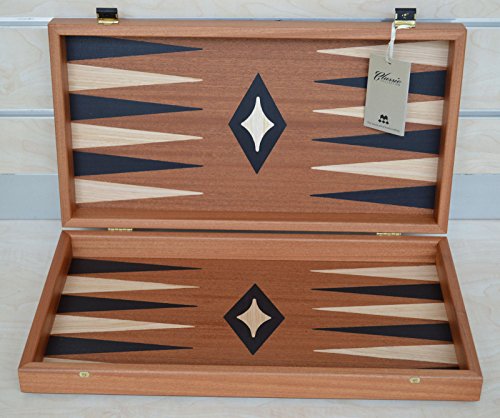 Manopoulos Mahogany Wood Backgammon Chess - Without Chess pawns