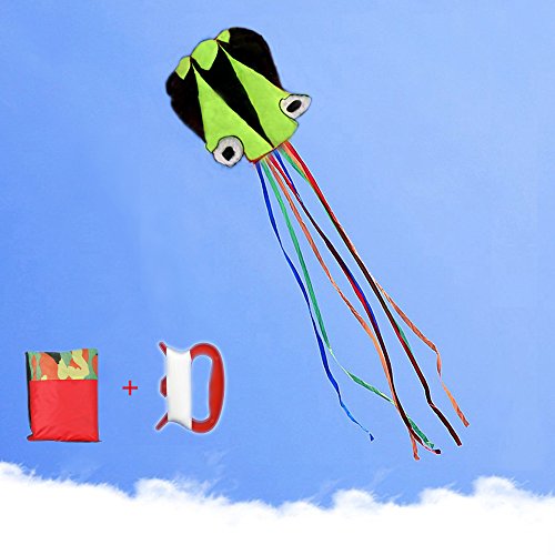 Likorlove Kite for Kids, Large Easy Flyer Kite-31 Inches Wide with Long Tail 157 Inches Long-Software Octopus Kite for Beach or Park,Green