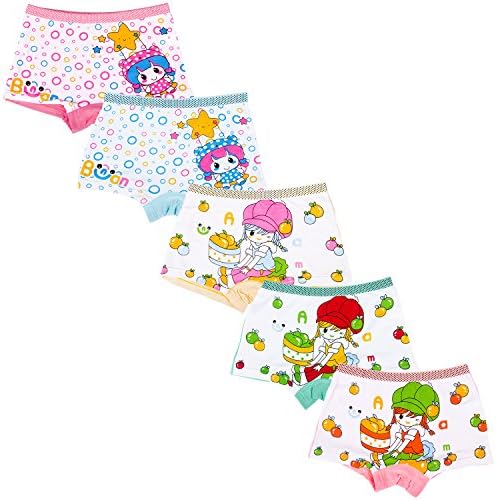 ANTION Girl's 3-7T Modal 2 Cartoon Boyshorts Underwear(Pack Of 5) Size Small