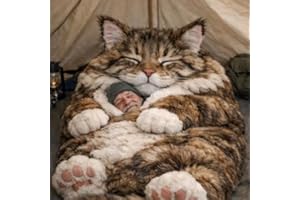 Fluffy Cat Sleeping Bag - Super Soft & Warm, Adult-Size Wearable Blanket, AdorablePlush Cat Envelope Sleeping Bag for Camping