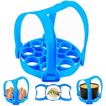 3in1 Design,Kitchen Silicone Mat, Multi-function Silicone Egg Rack, Pressure Cooker Bakeware Sling, Steamed Egg Rack, Insulation Pad Pressure Cooker Accessories (Blue)