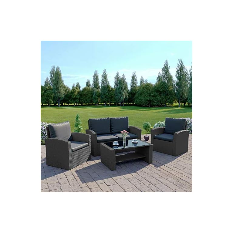 Abreo Rattan Garden Furniture Patio Conservatory New 4 Seater Wicker
