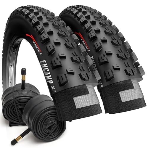 Fincci Bici Copertoni mtb 26 x 2.25 - Coppia Pieghevole Nero Pneumatici con 2 camera d’aria Schrader 57-559 - Biciclette Gomme 26" per Adulto Donna e Uomo - Imballaggio Accessori per Mountain & E bike