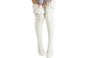 Women's Extra Long Warm Socks Plus Size Cable Knit Thigh High Winter Leg Warmer 105cm Over The Knee Boot Cuffs Stockings