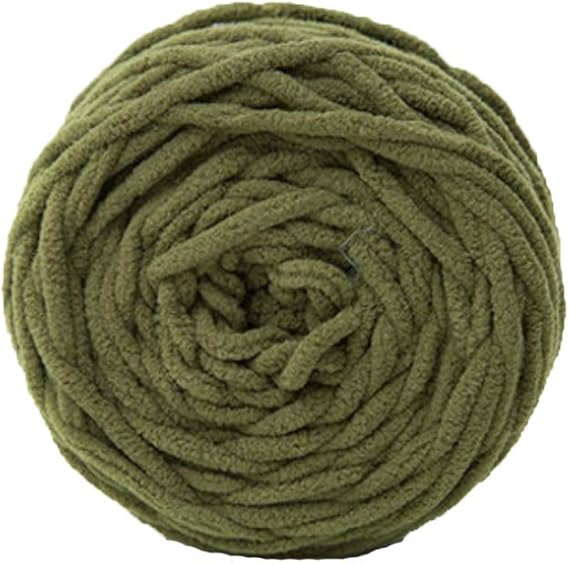 Olive Green Baby Blanket Yarn, 160g/0.35lb Chenille Yarn