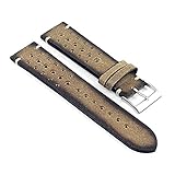 DASSARI Speedster Italian Distressed Leather Perforated Rally Watch Strap