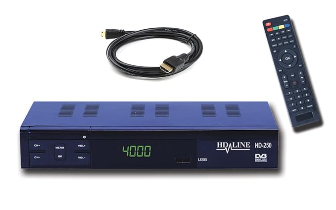 HD-LINE Digitaler Satelliten Receiver FTA - HDMI und SCART Ausgang - DVB-S2 DVB-S USB PVR Media Player