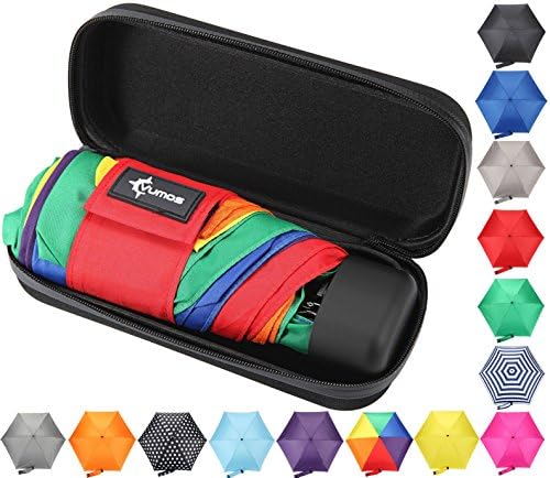 Travel Umbrella with Case - Compact and Light Small Mini Umbrella is perfect for Kids Backpack, Purse, School, Car or Office - Rainbow