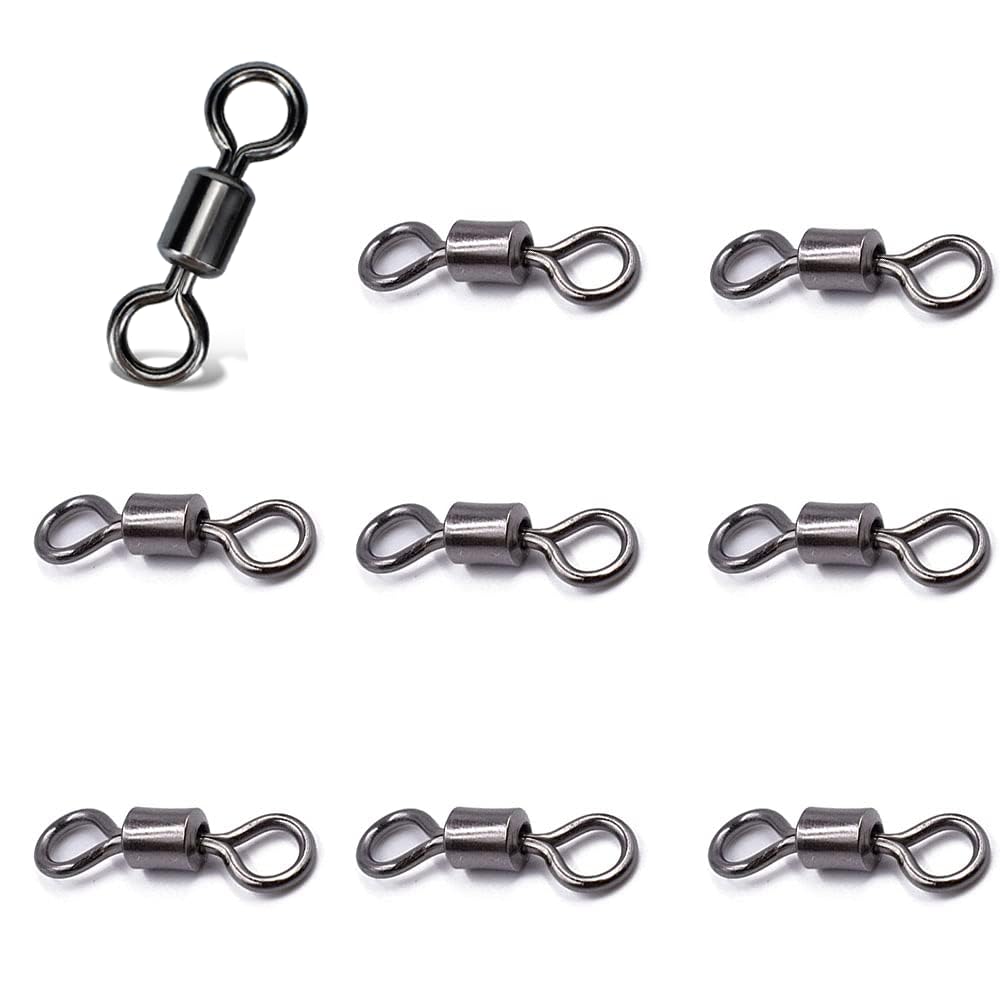 100 Pieces Fishing Swivels - Rolling Barrel Swivel Connector Snap for Saltwater or Freshwater