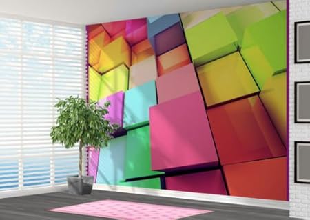 Wallpaper Wall Mural Abstract 3d Blocks Colourful Bright 3d 2xl