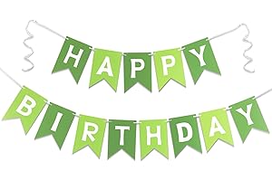Imtively Happy Birthday Banner, Green Happy Birthday Bunting Decorations for Birthday Party Backdrop Decor, Theme Party Supplies Signs for Women Kids Baby Shower Birthday Party Hanging Decorations