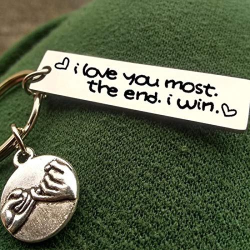 Runalp I Love You Most The End I Win, Stainless Steel Key Chain, Gift for Couple, Style 1