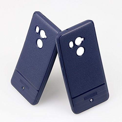 BaLeeLu Phone Case For HTC U11Plus(U11+) Case for Cover Litchi Grain+Carbon Fiber Silicone Soft TPU Blue 1Pcs