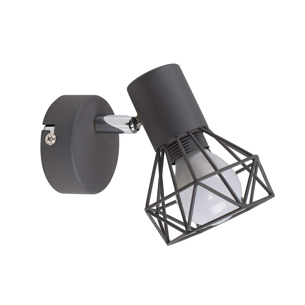 MiniSun | Retro Style Metal Basket Wall Light Fitting in a Pewter Grey Finish | Outdoor Wall Lights, Home Décor & Improvement Essential | Mains Wired