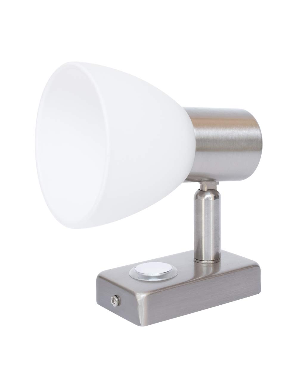 lighteu, 12V 3W D1 Ceiling/Wall Spotlight, Nickel Finish, Reading Light Turn and Swivel with Touch Switch Dimmable Warm White/Blue Light for Yacht, Caravan, RV