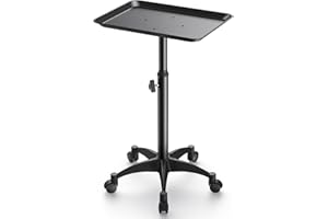 HYTOBP Salon Tray, Adjustable Height Salon Rolling Tray Cart with Wheels, Aluminum Hairstylist Color Tattoo Tray with Wheels for Salon&Spa Use(45inch-Black)