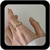 IRCOMULTI Minimalist Gold Plated Open Ring Dainty Metal Wheat Leaf Rings Adjustable Leaf Finger Ring Jewelry for Women