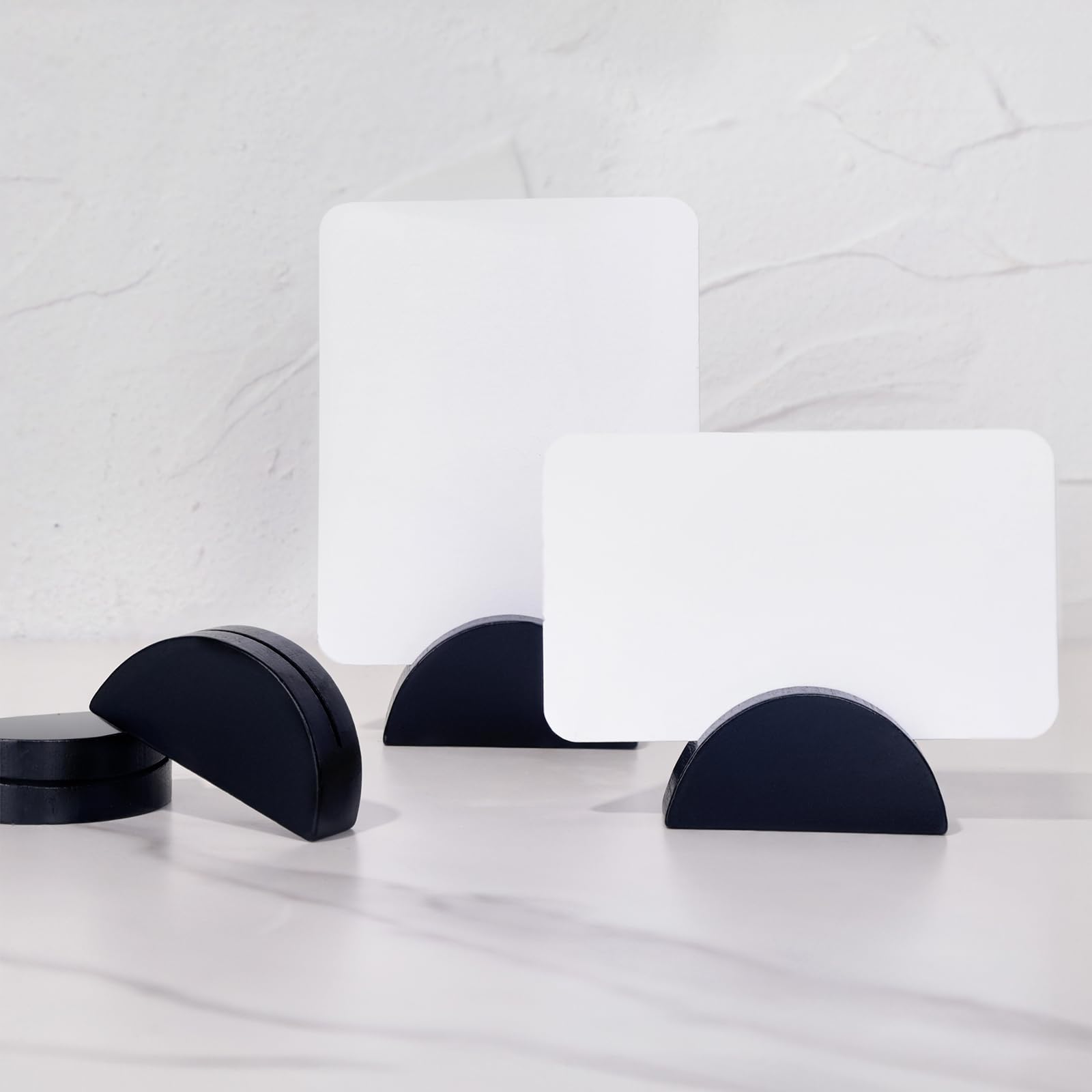 Photo 1 of UNIQOOO 10 Set 2" Arch Black Birch Wood Stand with Cards |1.2mm Slot, for Name Cards, Place Card Holder, Photo Display Stand | for Event Decor, Retail Shop, Cafe Restaurant Menu, Business Card, Name Tag