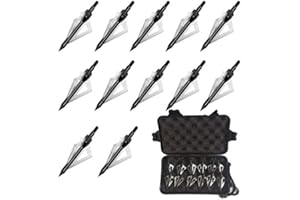 EOOENOON ARCHERY Hunting Broadheads, 3 Blades Archery Broadheads 100 Grain Screw-in Arrow Tips Compatible with Crossbow and Compound Bow(12 Pack)