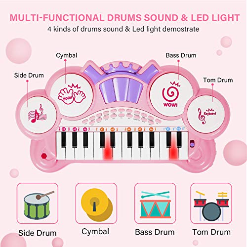 TWFRIC Kids Keyboard Piano Toy, 24 Key Multifunction Electronic Keyboard Piano Musical Instrument Teaching Toys Birthday Christmas Day Gifts for Kids