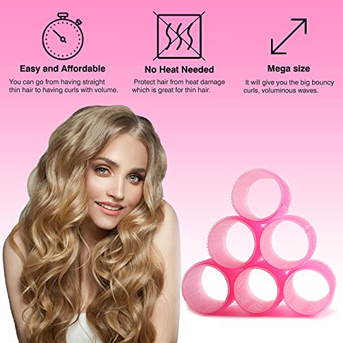 Jumbo Hair Rollers Hair Curlers. Large Self Grip Hair Curlers for Long Hair, Big Hair Rollers