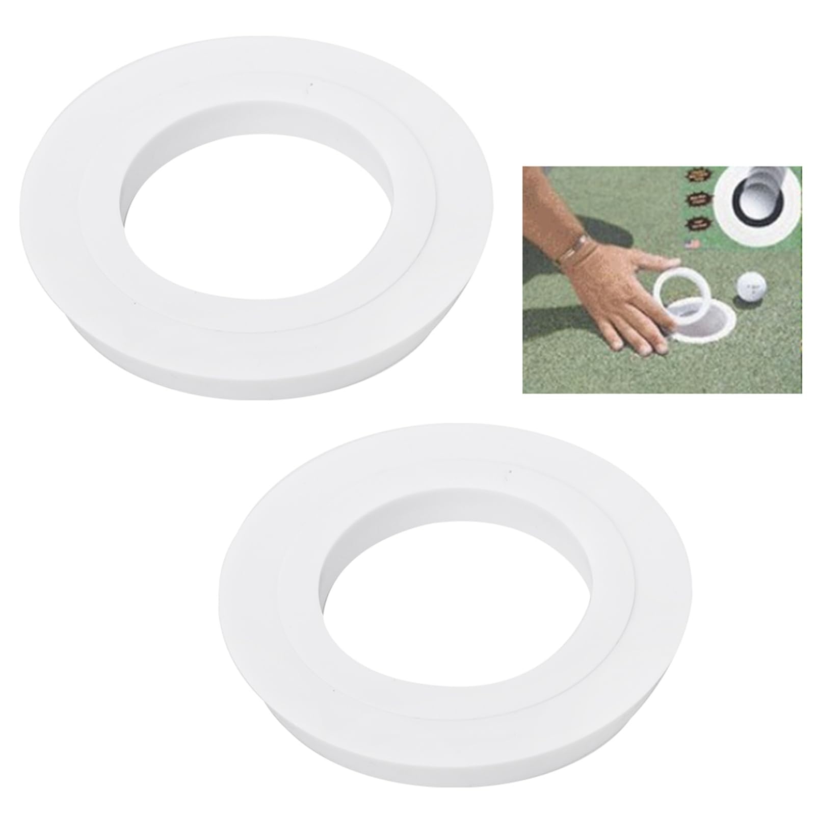 Putting Aids, 2PCS Plastic Putting Green Hole Cup Ring Putting Mat Diameter 7. 2cm for Golfers and Beginners