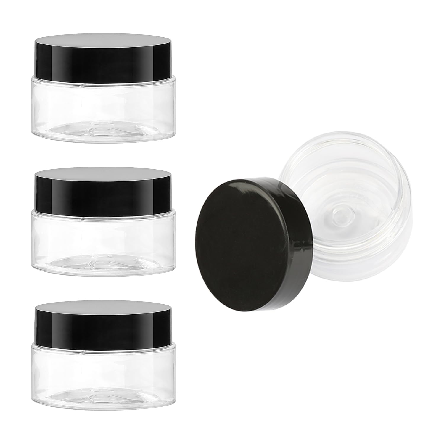 Rumyve4pcs Empty Plastic Cosmetic Jar,Clear Travel Cosmetic Container,Mini Wide-mouth Bottle with Lid,30g Wide-Mouth Bottle Travel Storage Cosmetic Beauty Products Face Cream